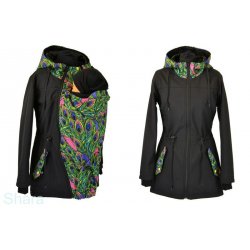 Shara babywearing coat - spring/autumn - Black/peacock