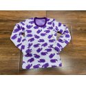 DuoMamas Dětské triko dlouhý rukáv - merino - fialoví ježci na světlé