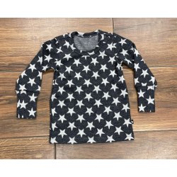 DuoMamas Dětské triko dlouhý rukáv - merino - hvězdičky na tmavě šedé