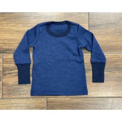 DuoMamas childern T-shirt - long sleeved - merino - dark blue