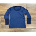 DuoMamas Dětské triko dlouhý rukáv - merino - tmavě modrá
