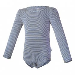 Little Angel Bodysuit long sleeve Outlast® - striped indigo - olive