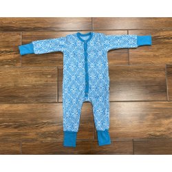DuoMamas children merino overall - ornaments on turquoise
