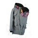 Shara Nosící Softshellový kabát - jaro/podzim - šedá žíhaná/malované květiny
