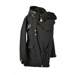 Shara babywearing jacket - WINTER - front babywearing - black/mushrooms