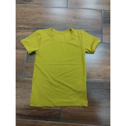 DuoMamas Dětské triko krátký rukáv - hořčicové