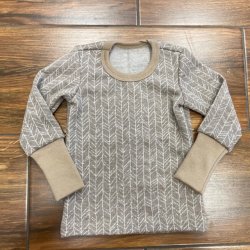 DuoMamas Dětské triko dlouhý rukáv - merino - hnědé šipky
