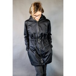 ORICLO Nosící a těhotenská bunda AnyTime 5v1 - černá s kožíškem