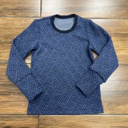 DuoMamas Dětské triko dlouhý rukáv - merino - hory modrá