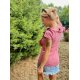 JAKOMAMA T-shirt for breastfeeding with zippers and ruffles (short sleeve) LOVE DARK PINK Long