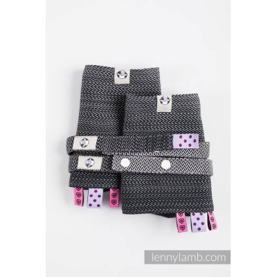 LennyLamb Drool Pads and Reach Straps Set Little Herringbone Ombre grey