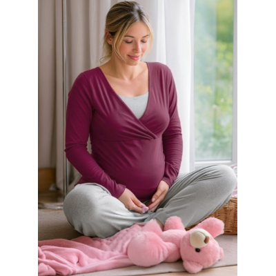 Jozanek Breastfeeding T-shirt Catherine  3/4 sleeves- light lilla