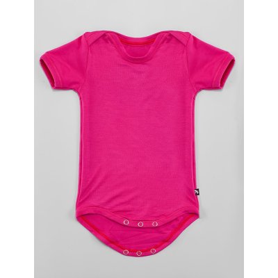 DuoMamas Dětské body s krátkým rukávem sytě růžové