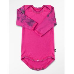 DuoMamas childern bodysuit - long sleeves - dark pink coloured sleeves