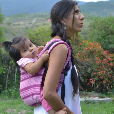 Indajani Onbuhimo back carrier - Zhuub Pink