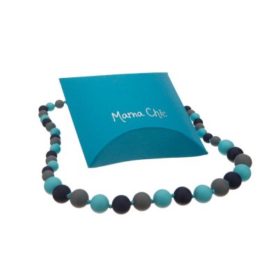 Silicone beads Mama Chic - Navy-turquoise-grey