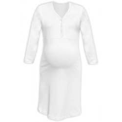 Jozanek Maternity and breastfeeding nightdress with snap-button neckline Cecilie, WHITE