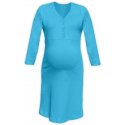 Jozanek Maternity and breastfeeding nightdress with snap-button neckline Cecilie, TURQUOISE