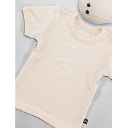 DuoMamas Dětské triko krátký rukáv - smetanové