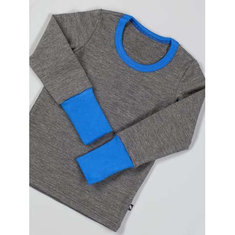 DuoMamas childern T-shirt - long sleeved - merino - grey