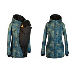 Shara Nosící Softshellový kabát - jaro/podzim - modro zlatá obloha/černá