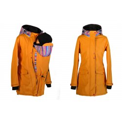 Shara Nosící Softshellový kabát - jaro/podzim - med/čáry