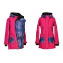Shara Nosící Softshellový kabát - jaro/podzim - malina/modro růžová obloha