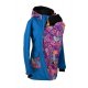 Shara Nosící Softshellový kabát - jaro/podzim - petrolej s fialkovými ornamenty
