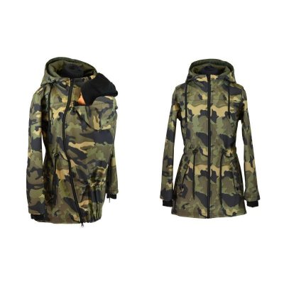 Shara Nosící Softshellová parka pro přední nošení - JARO/PODZIM- zelený maskáč