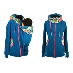 Shara babywearing hoodie - spring/autumn - Petrol and crazy triangles