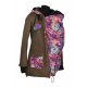 Shara Nosící Softshellový kabát pro zadní i přední nošení - jaro/podzim - hnědý s ornamenty