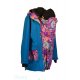 Shara Nosící Softshellový kabát pro zadní i přední nošení - jaro/podzim - petrolej/ornamenty