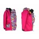 Shara Nosící Softshellový kabát pro zadní i přední nošení - jaro/podzim - malina/bláznivé trojúhelníky
