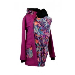 Shara Nosící Softshellový kabát - jaro/podzim -fuchsie/ornamenty