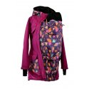 Shara Nosící Softshellový kabát - jaro/podzim -fuchsie/mandalové trojúhelníky