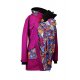 Shara Nosící Softshellový kabát - jaro/podzim -fuchsie/bláznivé trojúhelníky