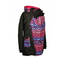 Shara Nosící Softshellový kabát - jaro/podzim -černý/růžový cik cak