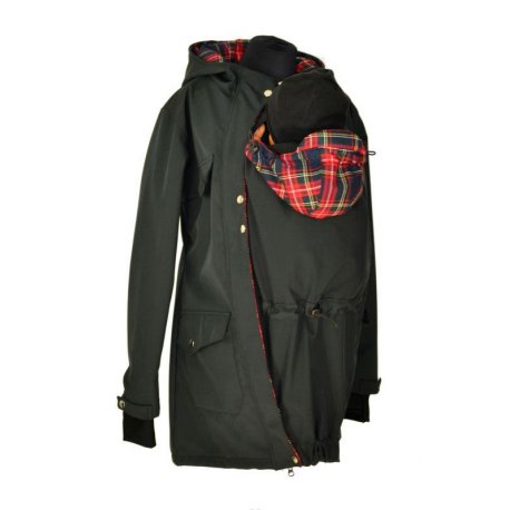 Shara Nosící Softshellový kabát - jaro/podzim - černý s černým kárem