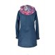 Shara Nosící Softshellový kabát - jaro/podzim -modrá žíhaná/fialkové ornamenty