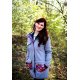 Shara Nosící Softshellový kabát - jaro/podzim -šedý žíhaný s ornamenty