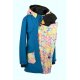 Shara Nosící Softshellový kabát - jaro/podzim -petrolej+akvarel. trojúhelníky