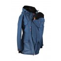 Shara Nosící Softshellový kabát - jaro/podzim - modrý žíhaný,červené druky