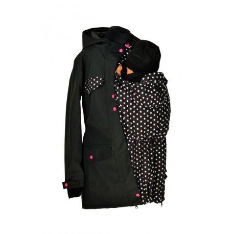 Shara Nosící Softshellový kabát - jaro/podzim -černý s hvězdičkami