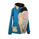 Shara Nosící Softshelová bunda -jaro/podzim -pro přední nošení - petrolej/akvarelové trojúhelníčky