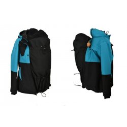 Shara babywearing jacket - spring/autumn - front/back babywearing - black/turquoise