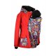 Shara Nosící Softshelová bunda -jaro/podzim -pro přední nošení - červená/bláznivé trojúhelníky