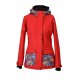 Shara Nosící Softshelová bunda -jaro/podzim -pro přední nošení - červená/bláznivé trojúhelníky