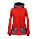 Shara Nosící Softshelová bunda -jaro/podzim - přední/zadní nošení - červená s bláznivými trojúhelníky