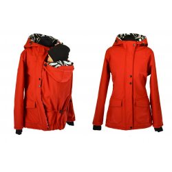 Shara Nosící Softshelová bunda -jaro/podzim -pro přední nošení - červená/bílá zebra