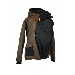 Shara Nosící Softshelová bunda -jaro/podzim -pro přední nošení - hnědá žíhaná s černou